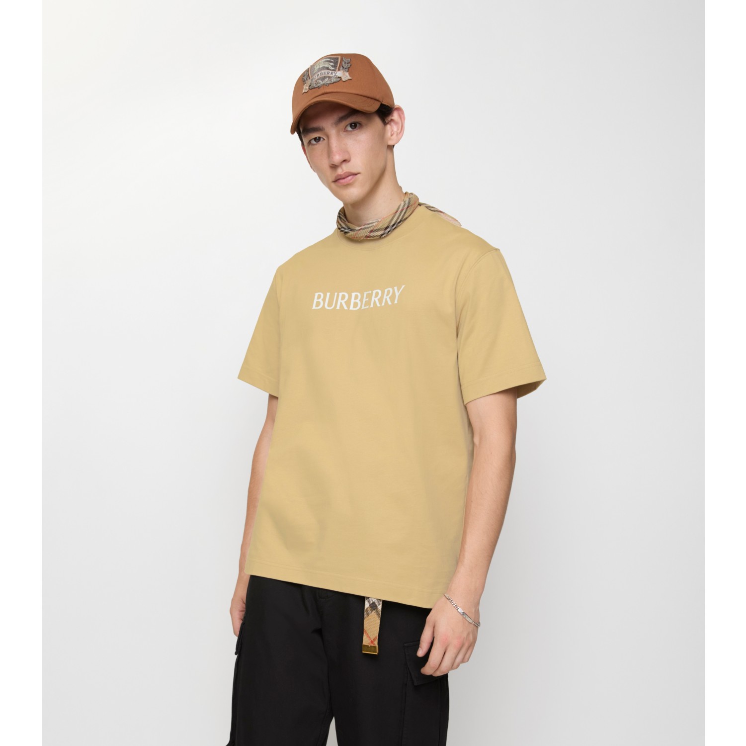 徽标装饰棉质 T 恤衫