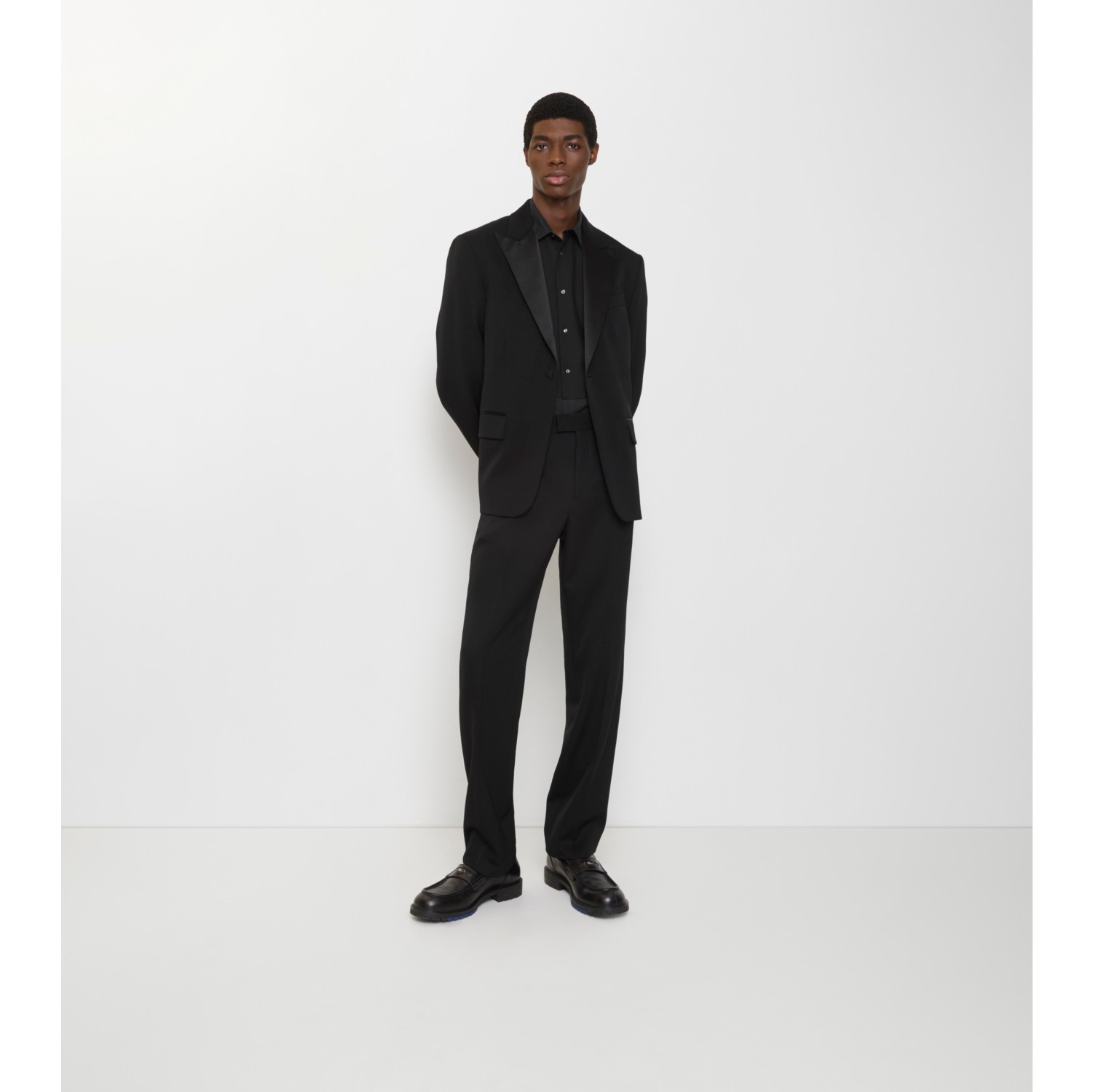 粒纹羊毛晚宴西装长裤