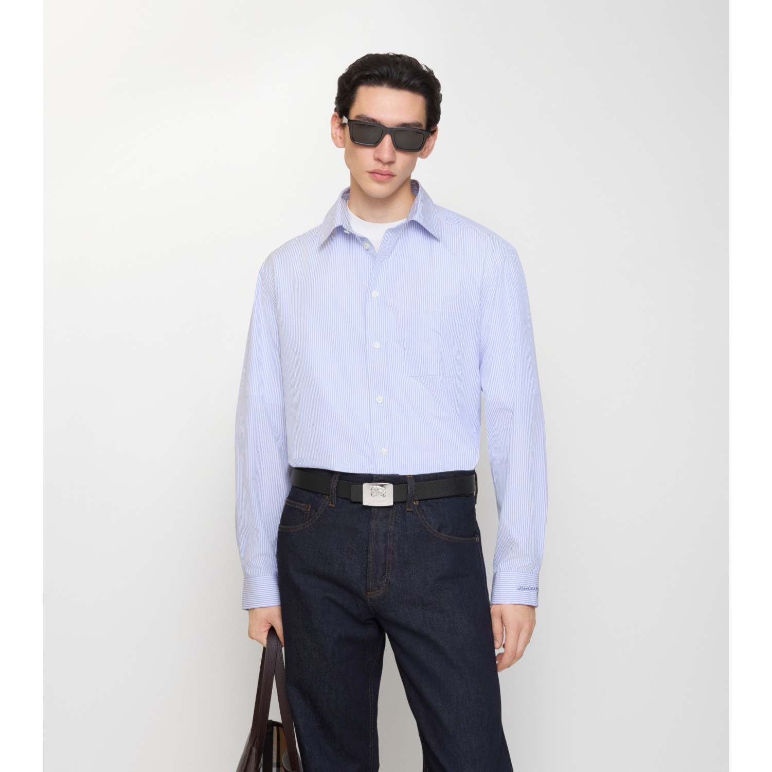 常规版型条纹棉府绸衬衫