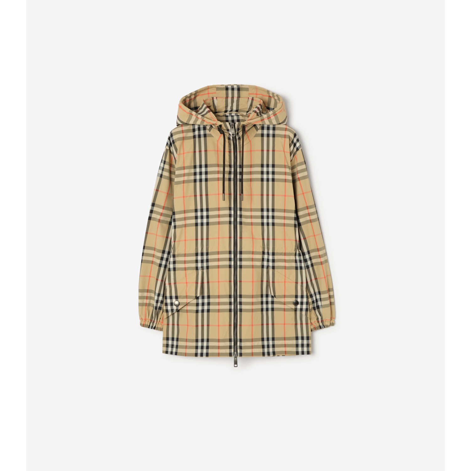 格纹尼龙连帽外套