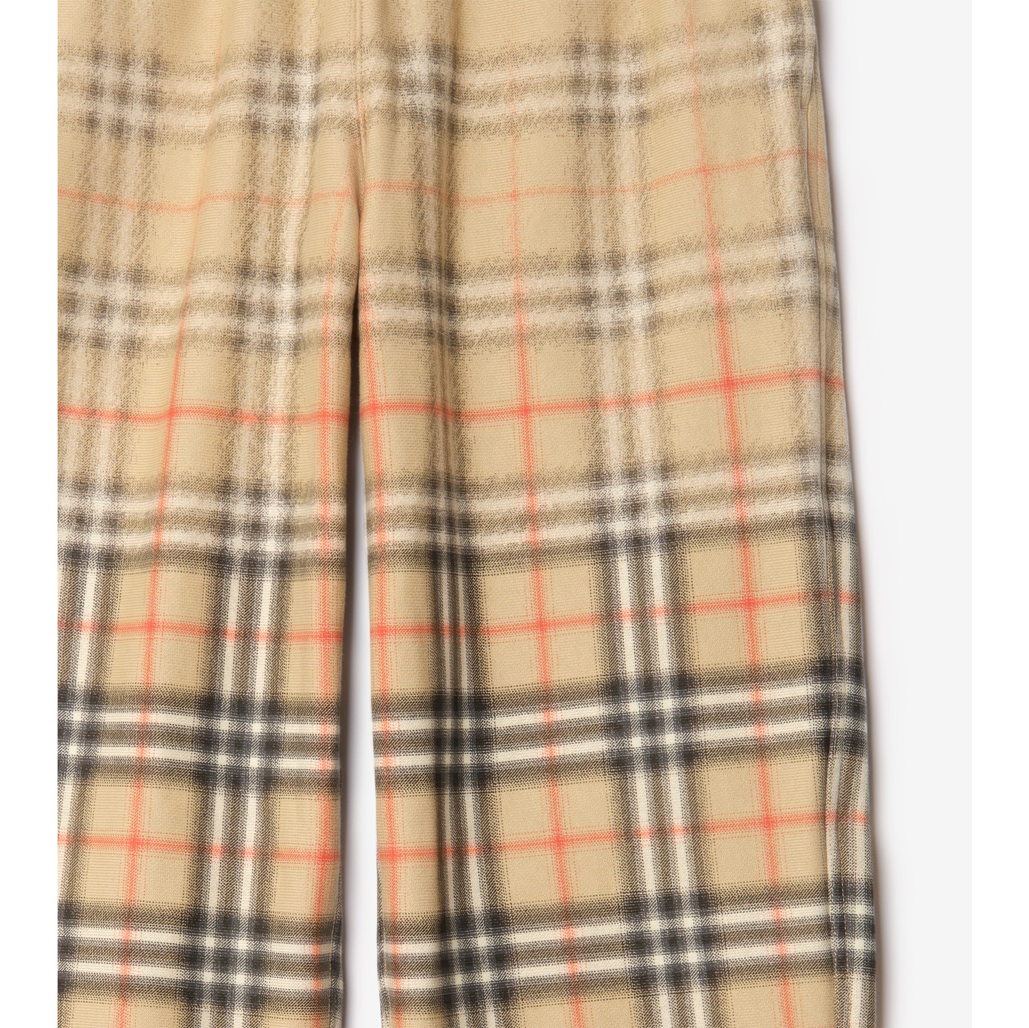 渐变格纹棉质慢跑裤