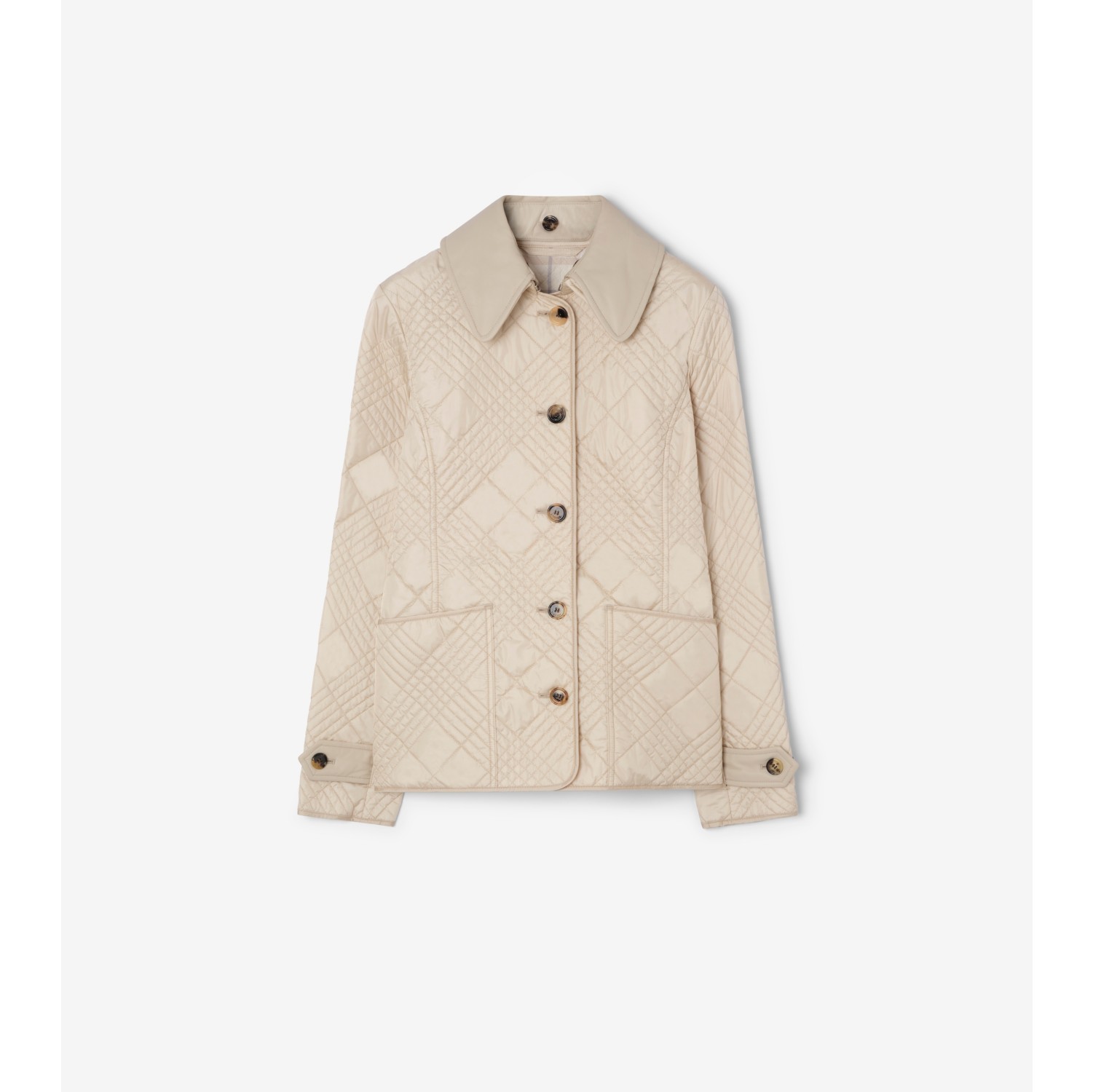 迷你格纹缝线尼龙夹克