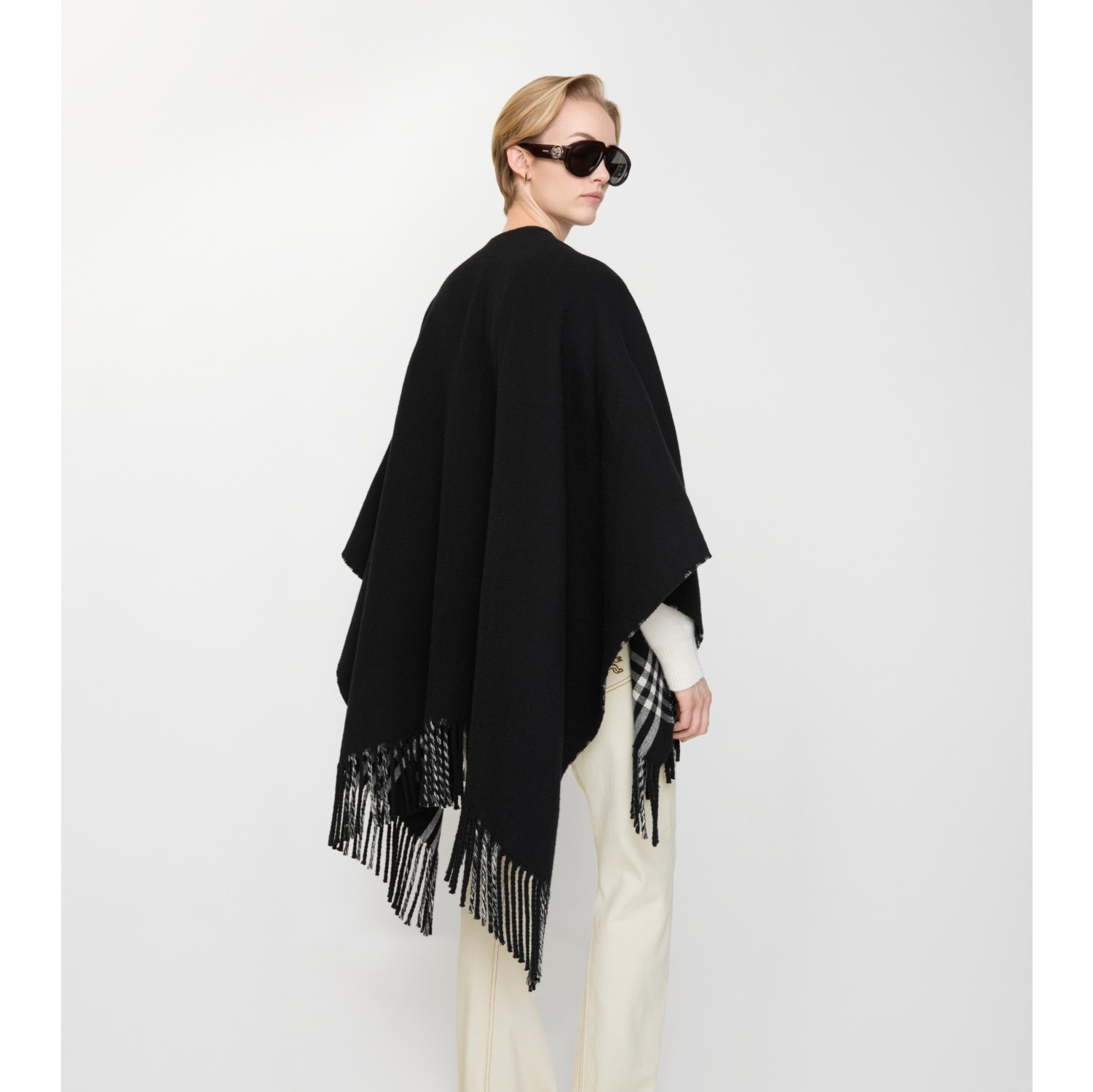 马术骑士徽标崁纱羊毛斗篷