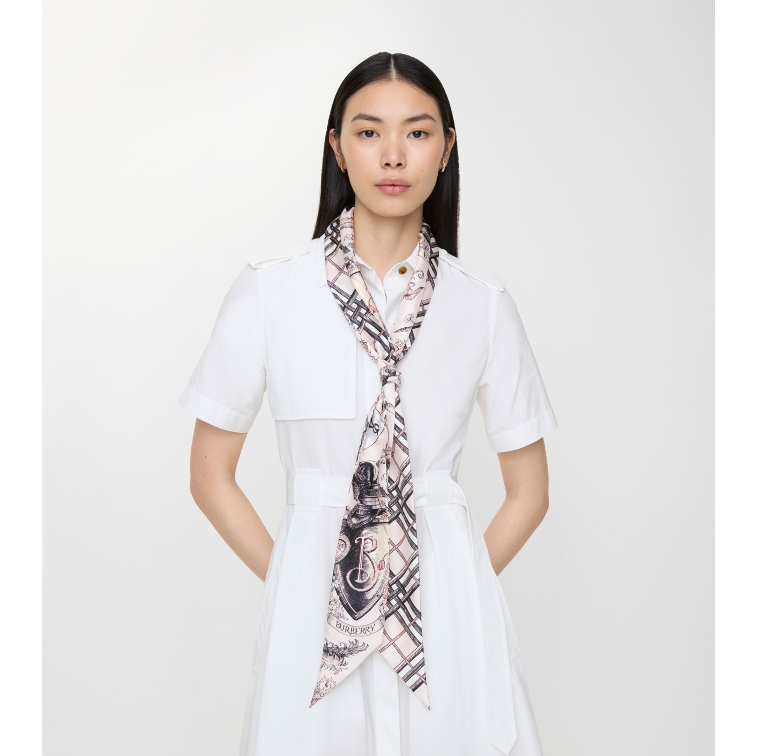 双面两用蚀刻风格骑士窄版丝巾