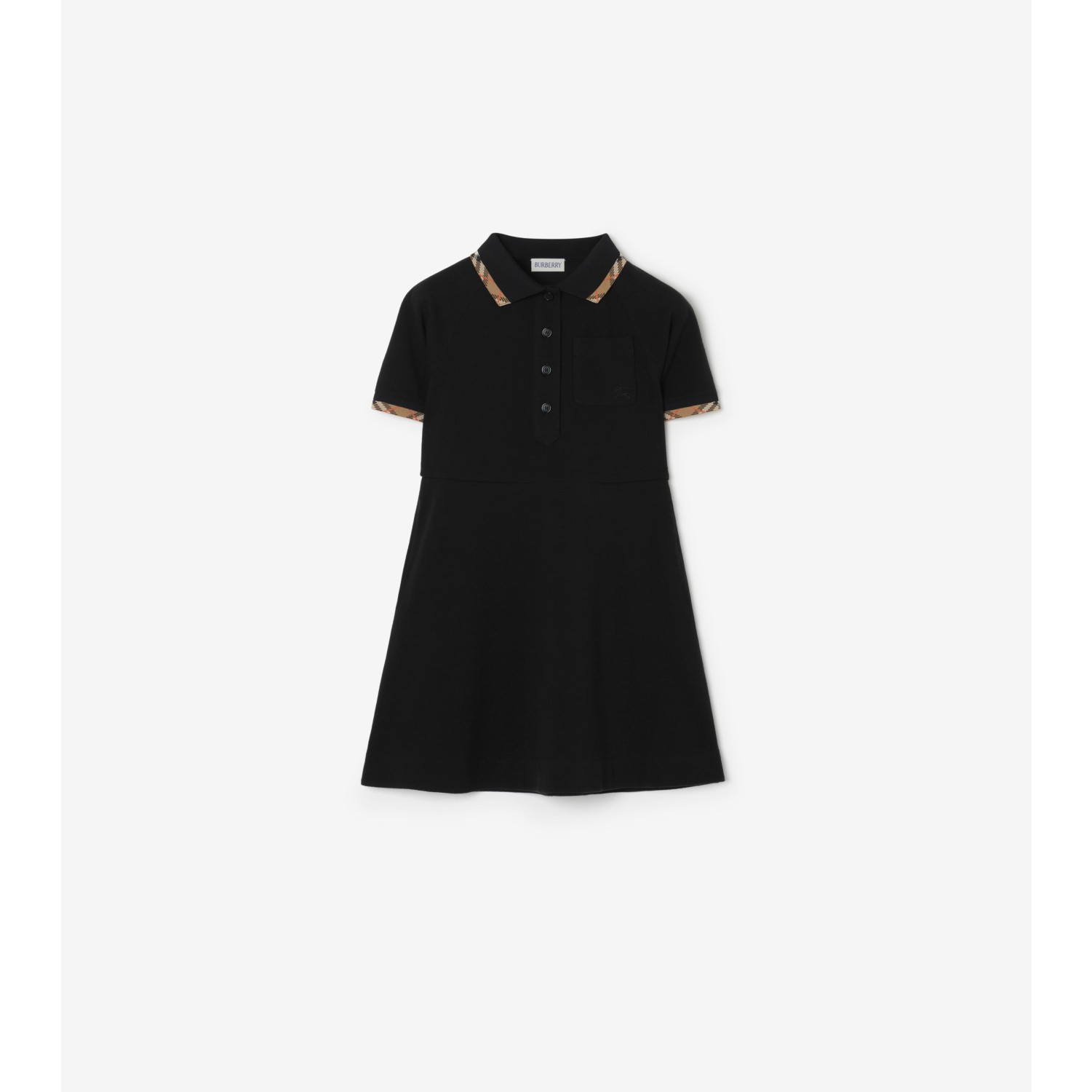 格纹装饰 Polo 衫式连衣裙