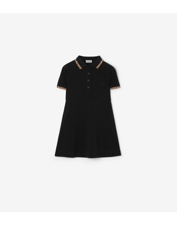 格纹装饰 Polo 衫式连衣裙