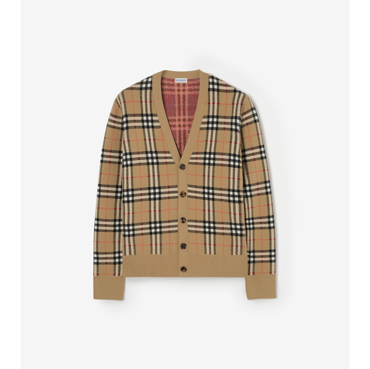 格纹棉毛混纺开衫