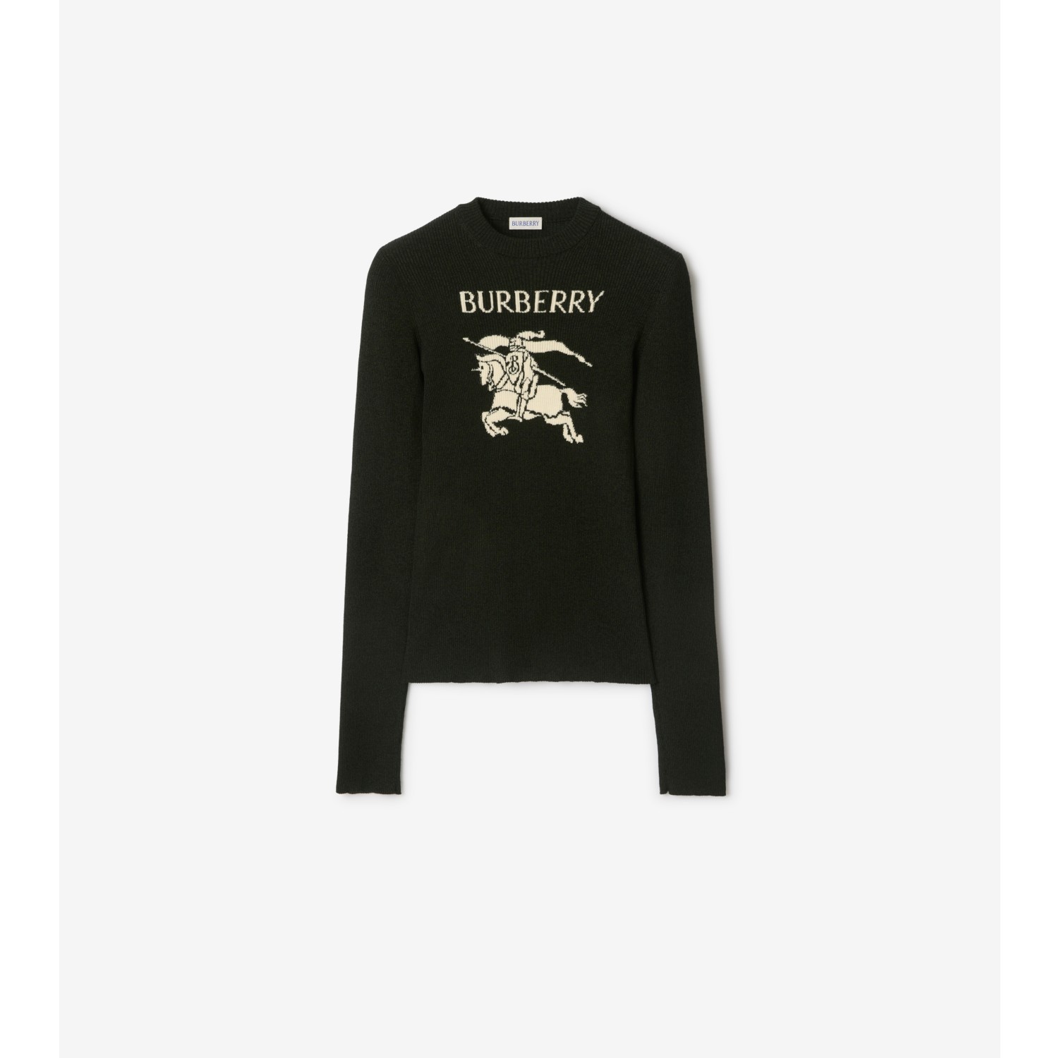 马术骑士徽标丝毛混纺针织衫
