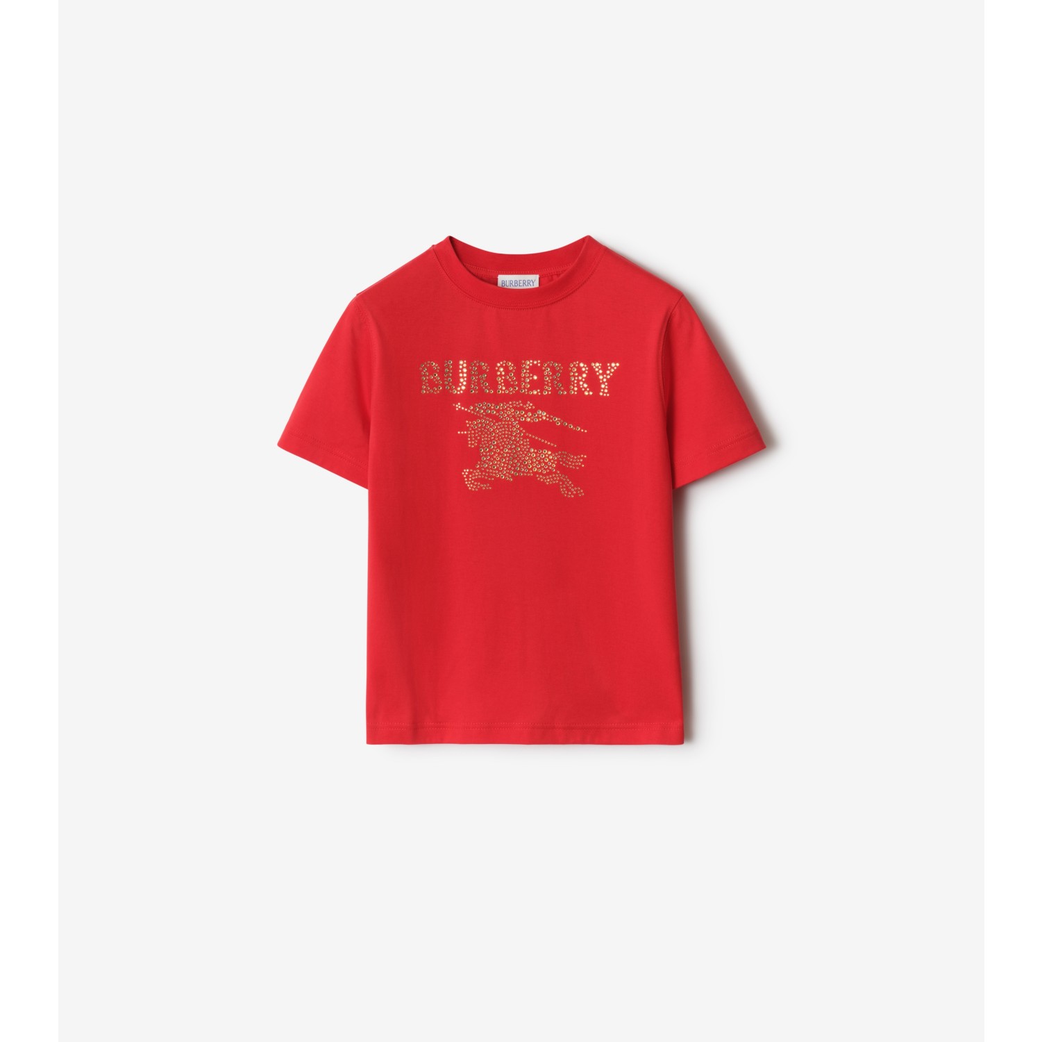 人造水晶缀饰马术骑士徽标棉质 T 恤衫