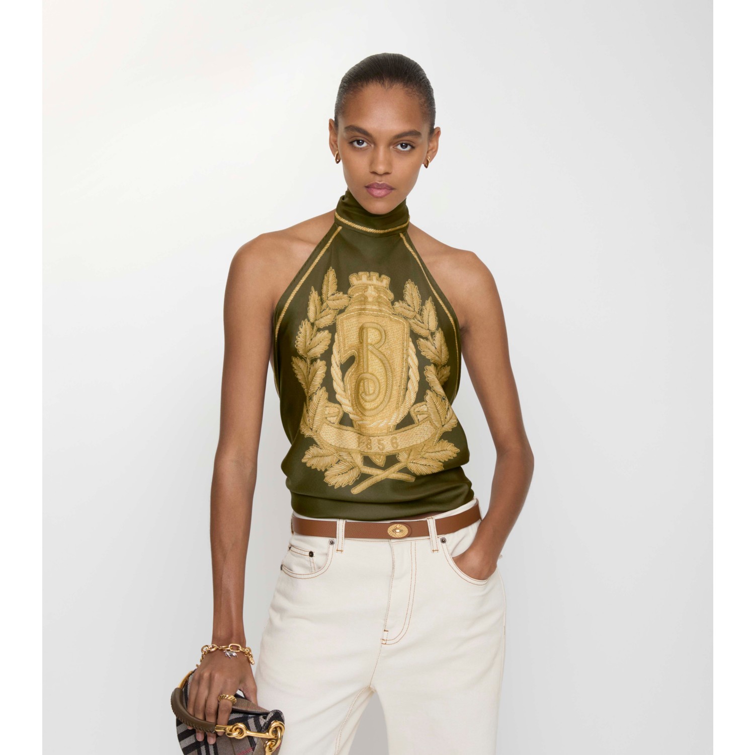 字母 B 徽章丝巾上衣