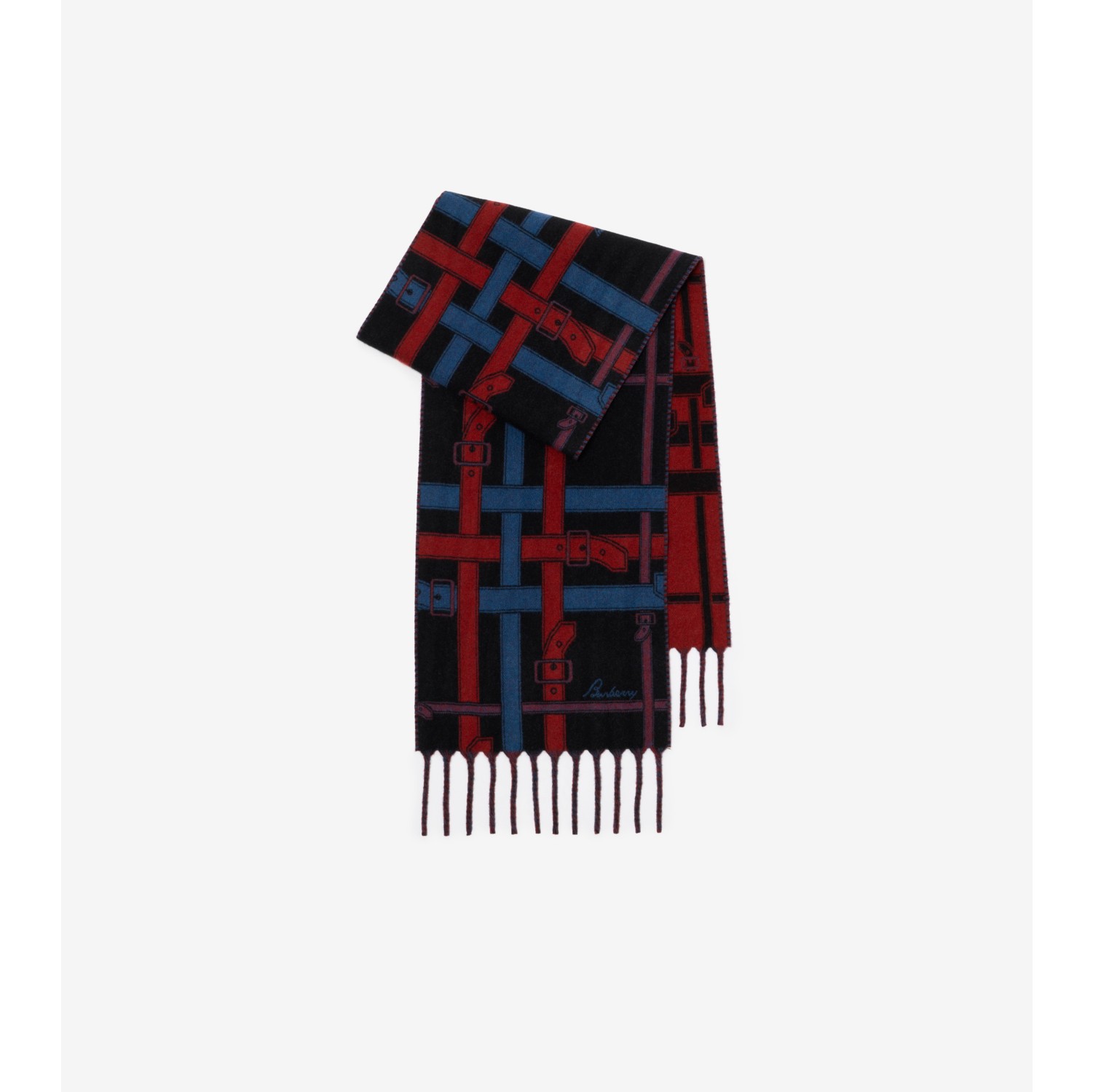 腰带格纹羊绒围巾