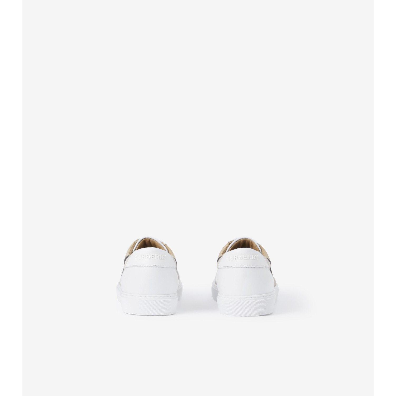 Check and Leather Sneakers