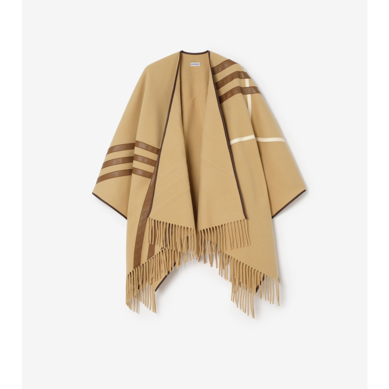 皮革装饰羊绒斗篷