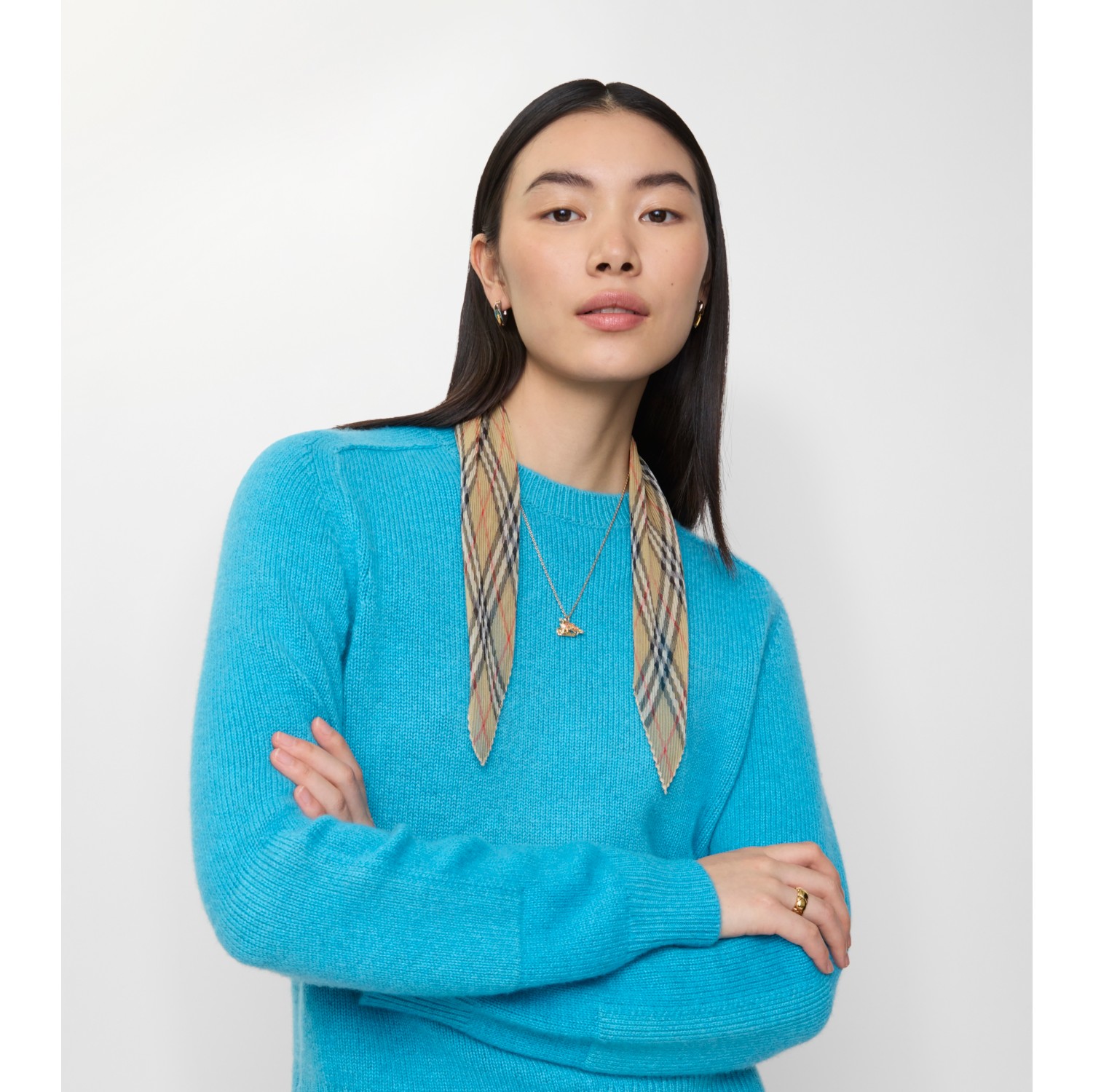 格纹丝质雪纺围巾