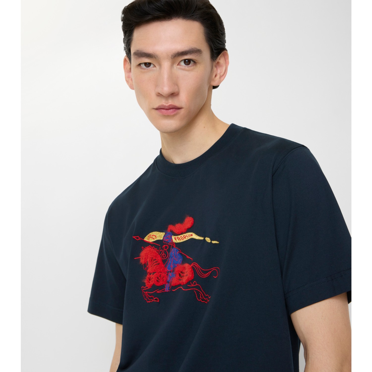 马术骑士徽标棉质 T 恤衫