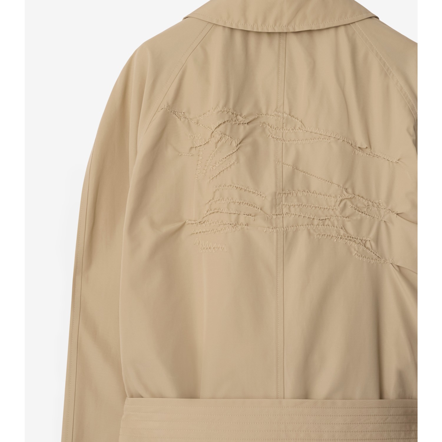 马术骑士徽标长款棉质混纺轻便大衣