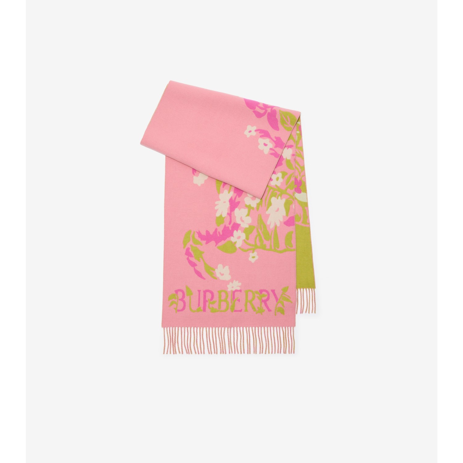 宽版花卉马术骑士徽标羊绒围巾