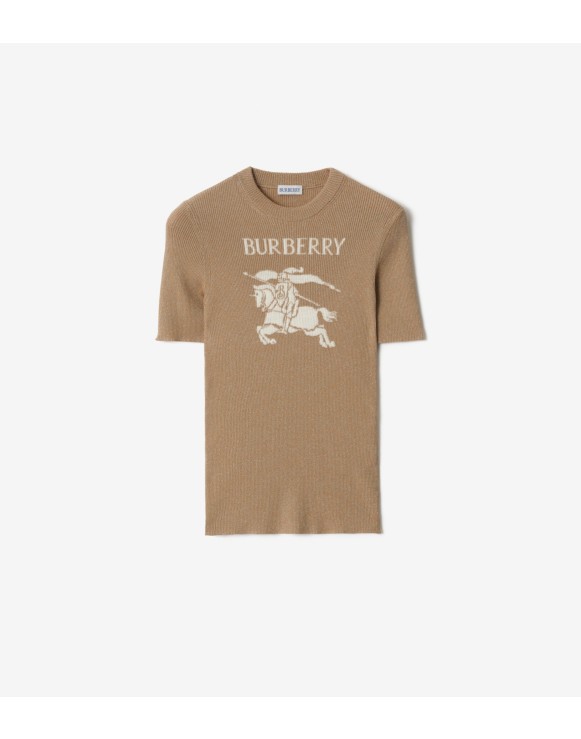 马术骑士徽标金属感羊毛混纺上衣