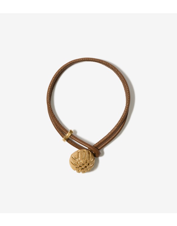 皮革珠粒格纹手链