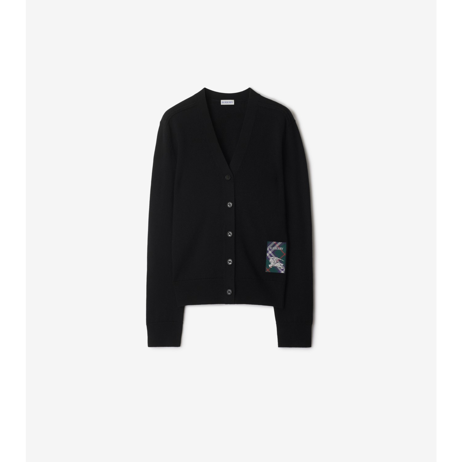 格纹标签羊毛开衫