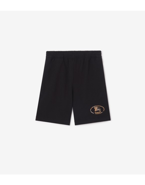 格纹骑士印章棉质短裤