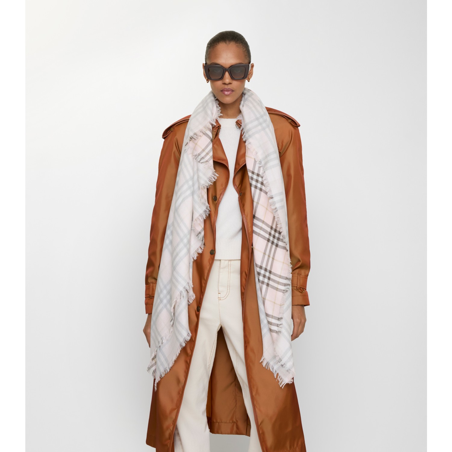 格纹丝毛混纺围巾