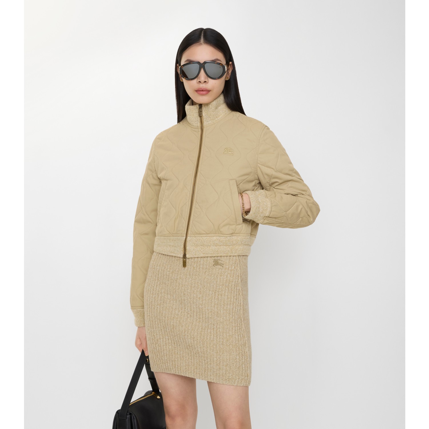 绗缝嘎巴甸飞行夹克