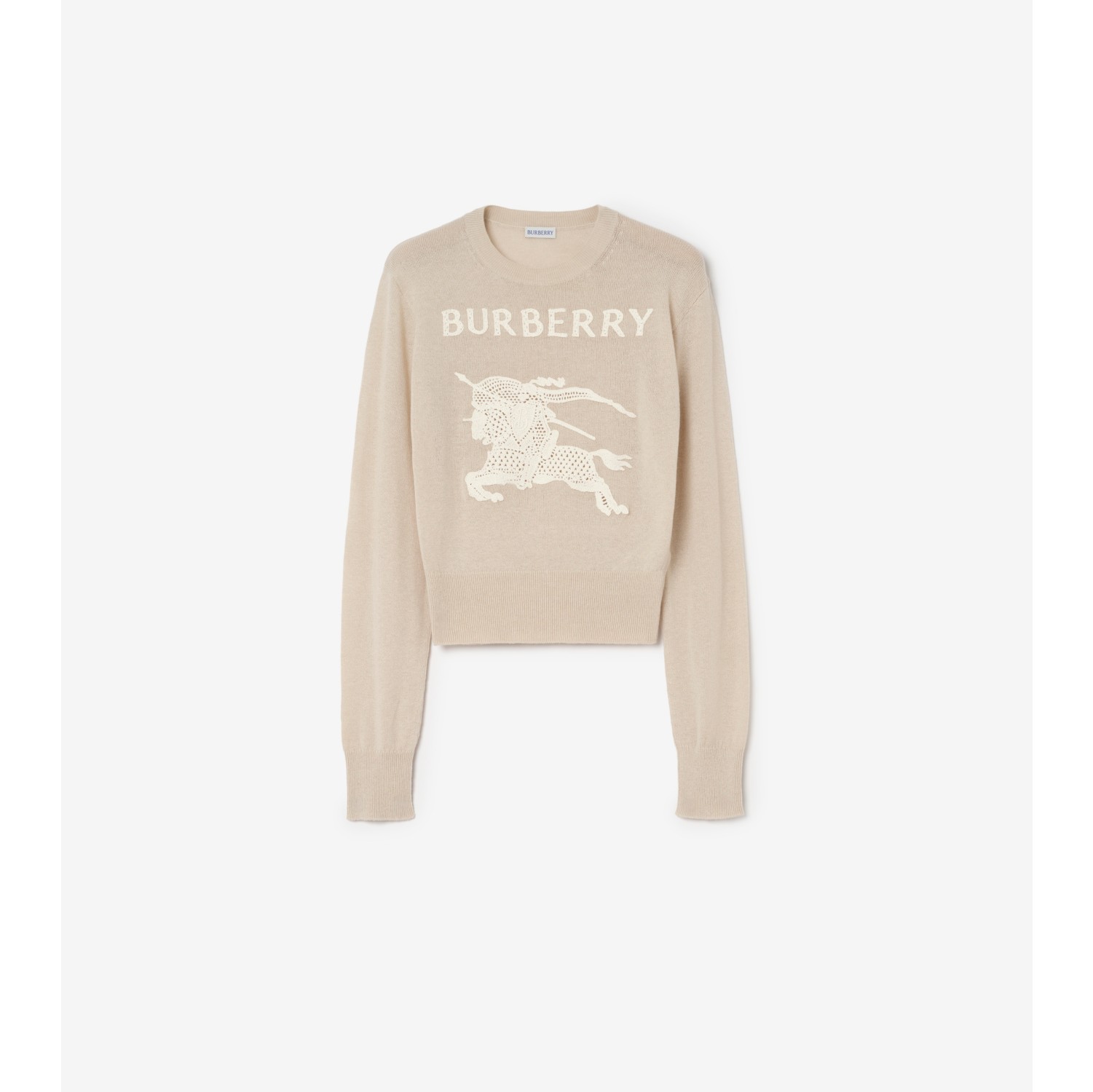 马术骑士徽标棉毛混纺针织衫