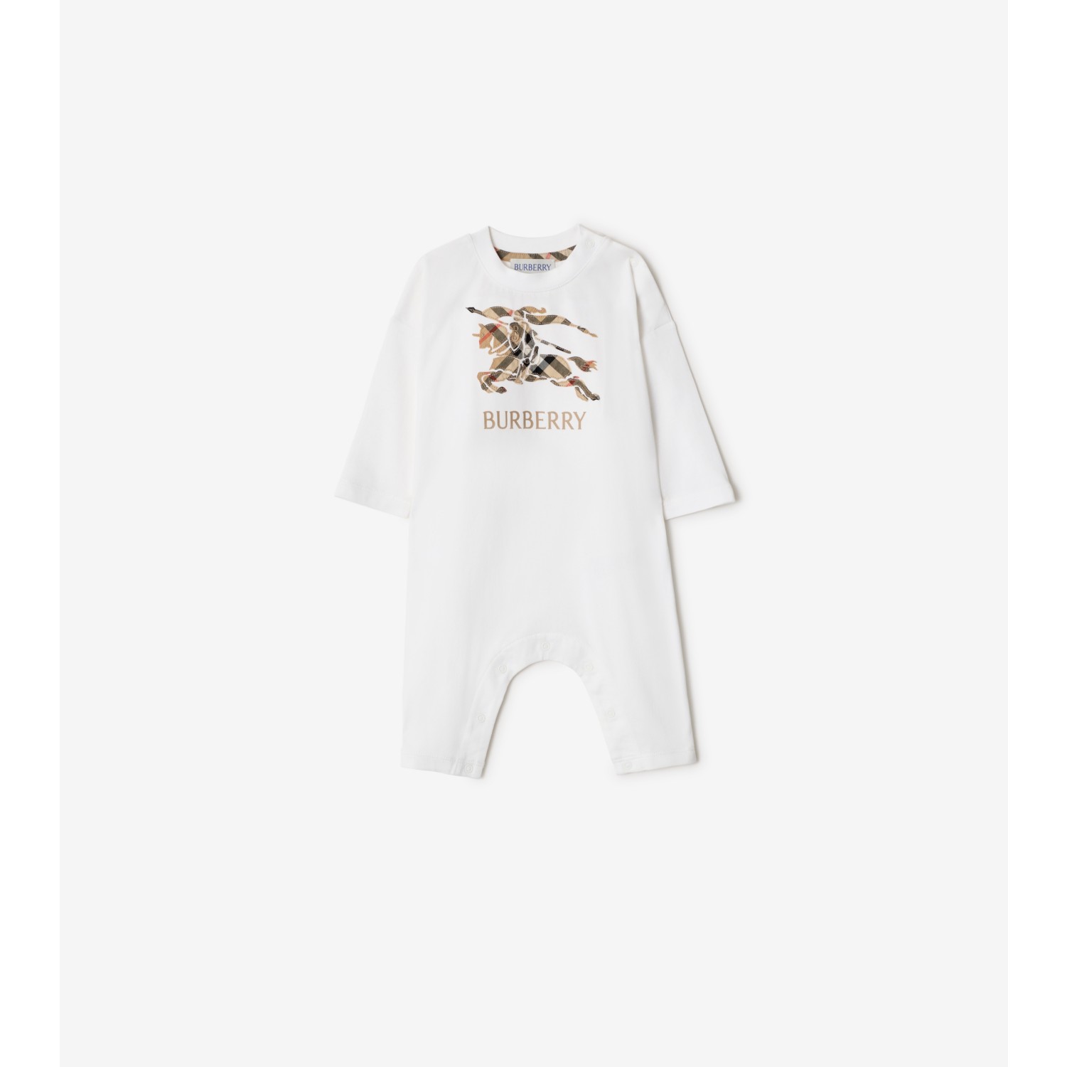 马术骑士徽标格纹棉质连体裤