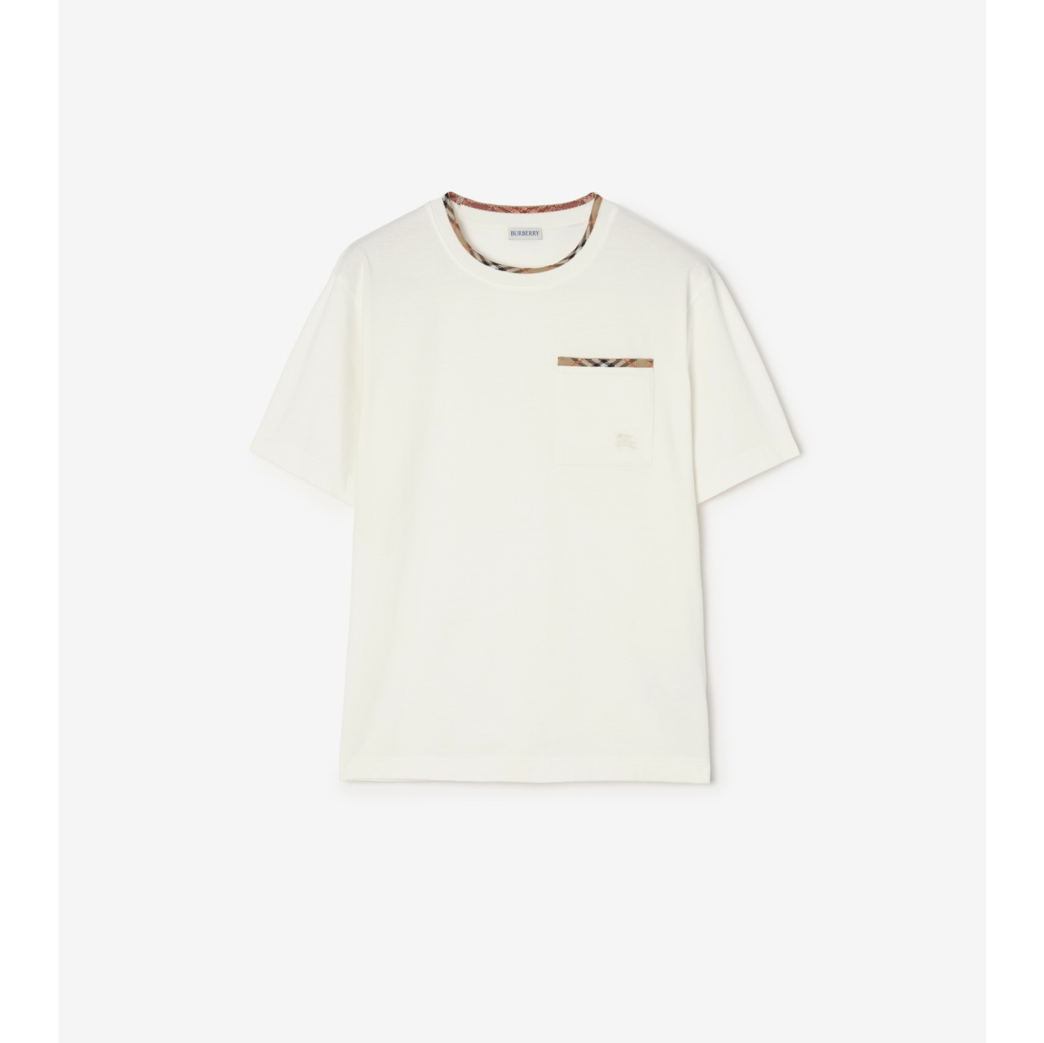 格纹装饰棉质 T 恤衫