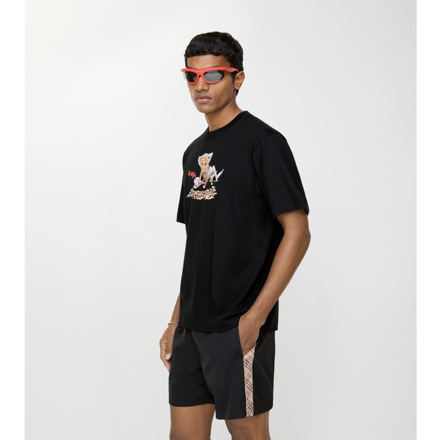 格纹装饰游泳裤