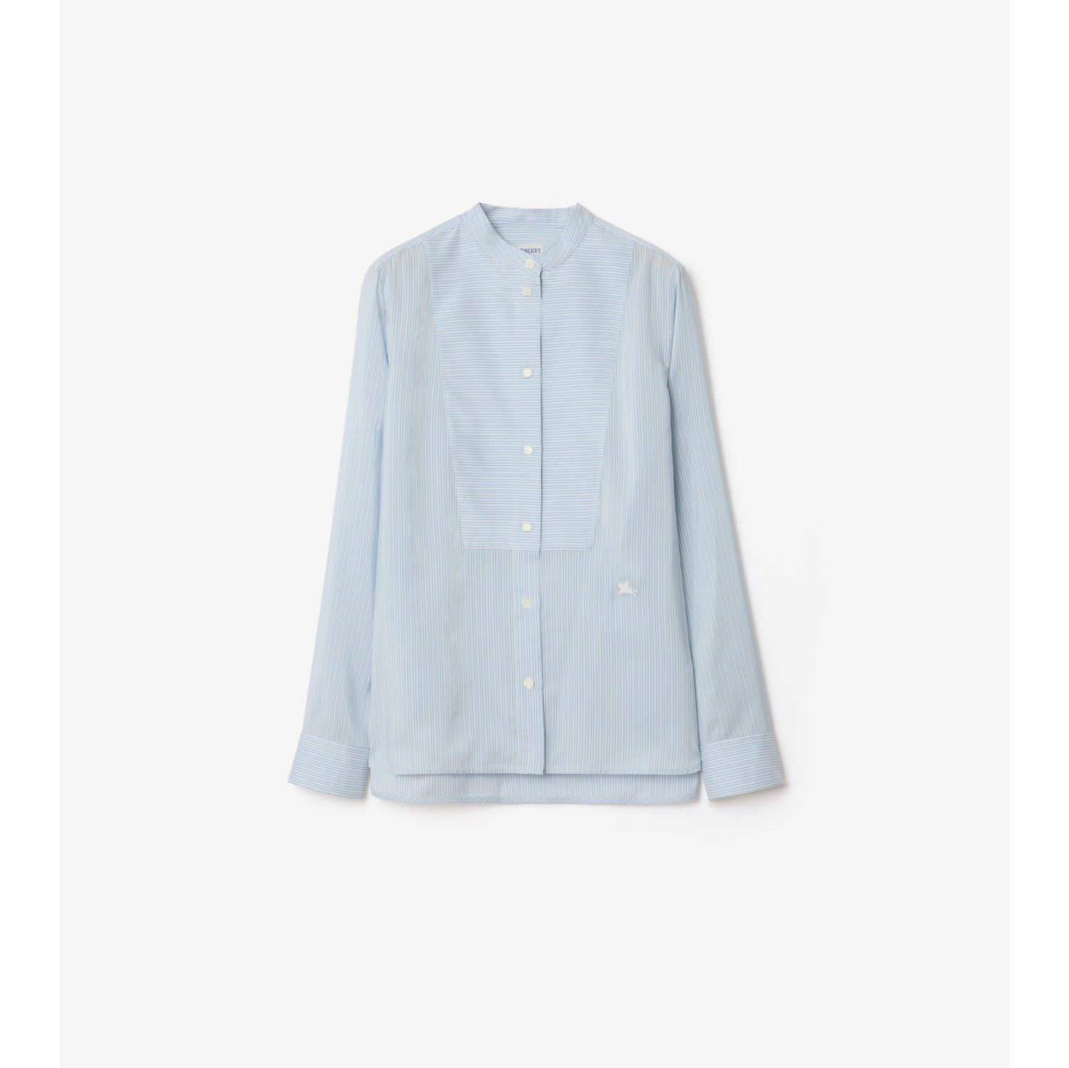 休闲版型条纹丝质府绸衬衫