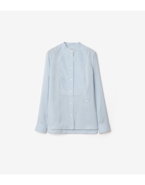 休闲版型条纹丝质府绸衬衫