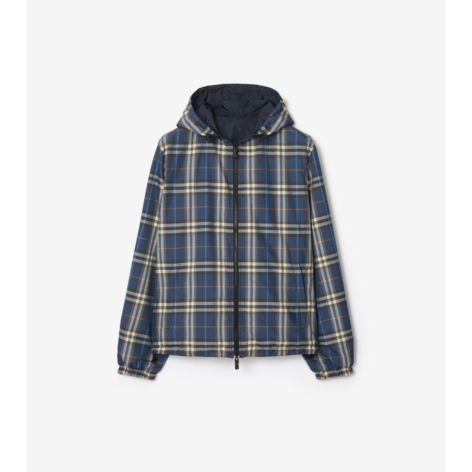 双面两穿格纹连帽外套