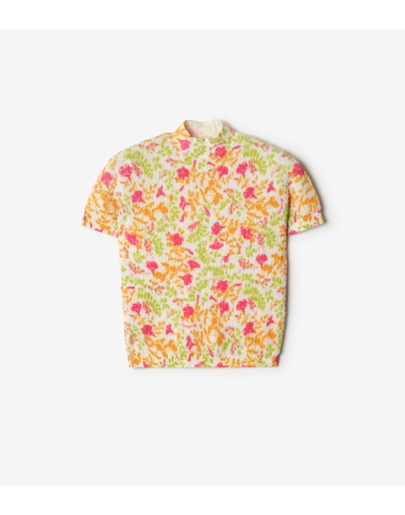 花卉印花棉质混纺上衣