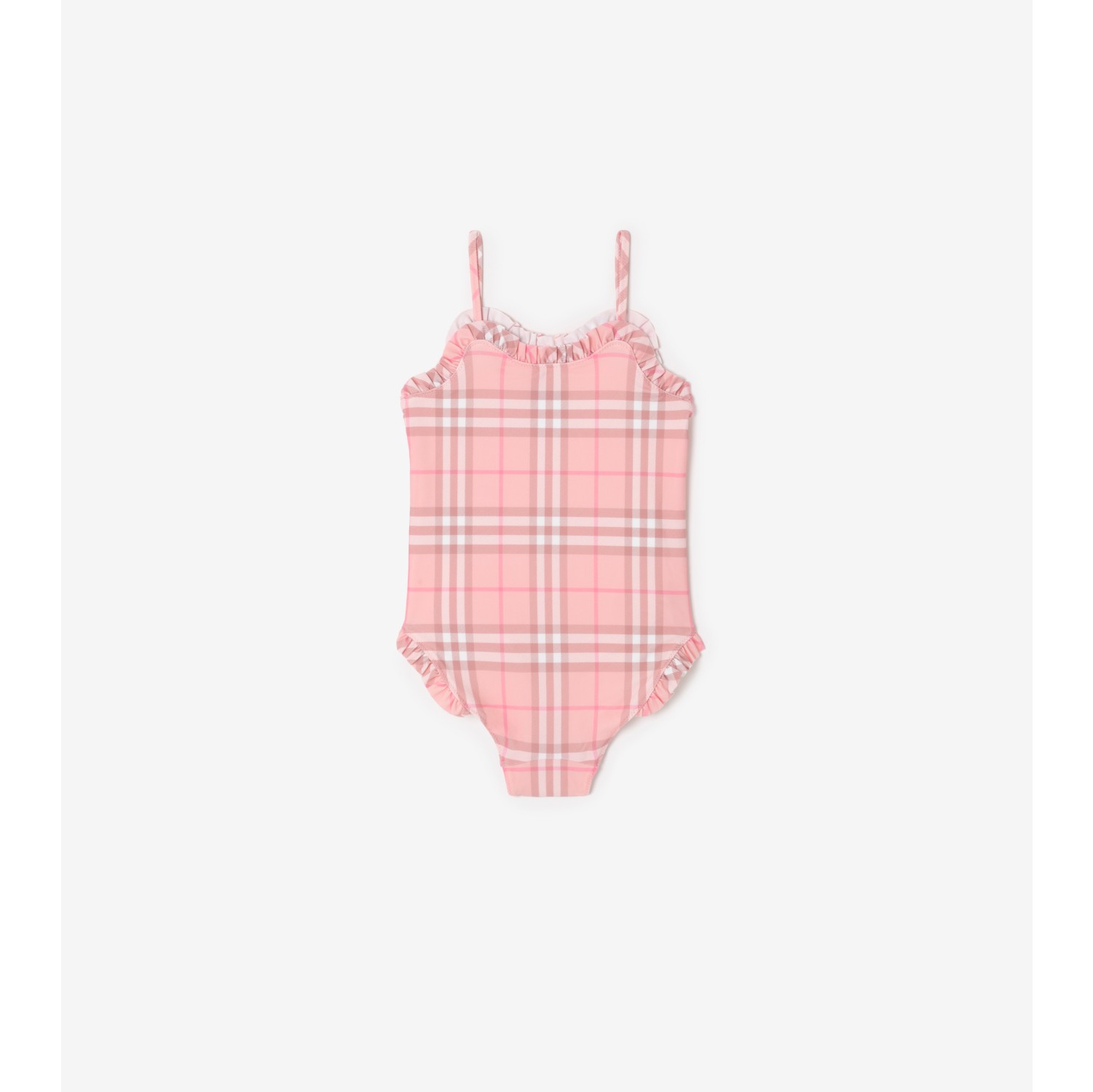 荷叶边装饰格纹泳衣