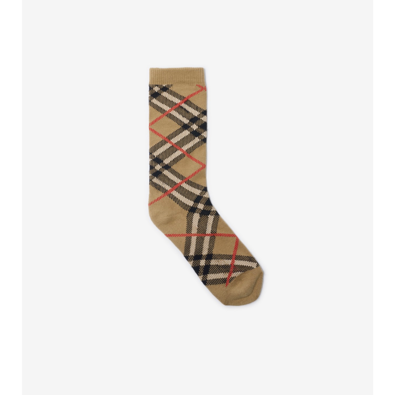 格纹棉质混纺袜