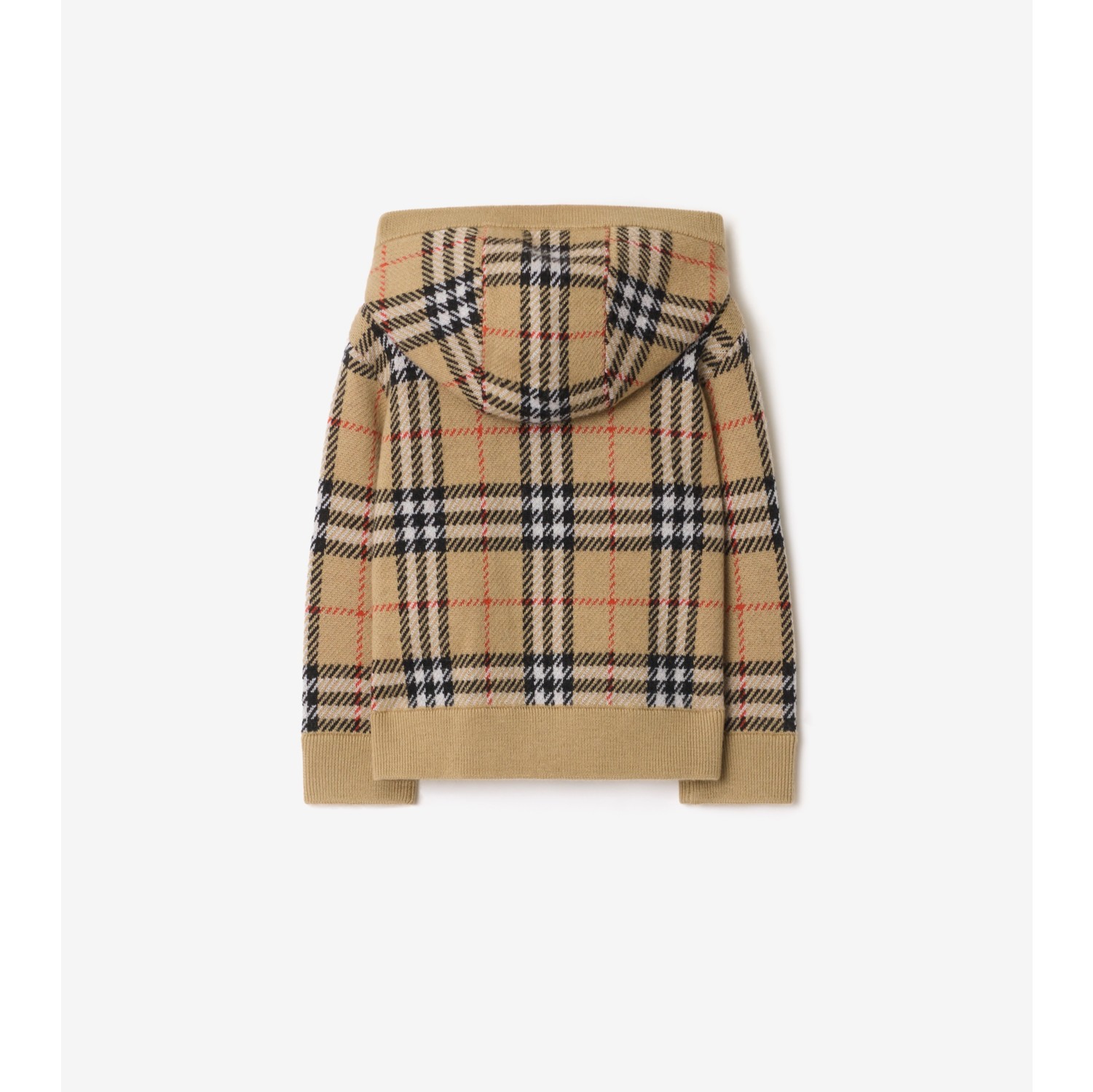 格纹羊毛拉链连帽衫