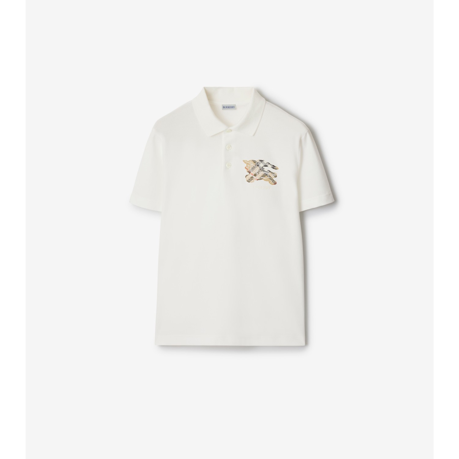 马术骑士徽标格纹棉质 Polo 衫