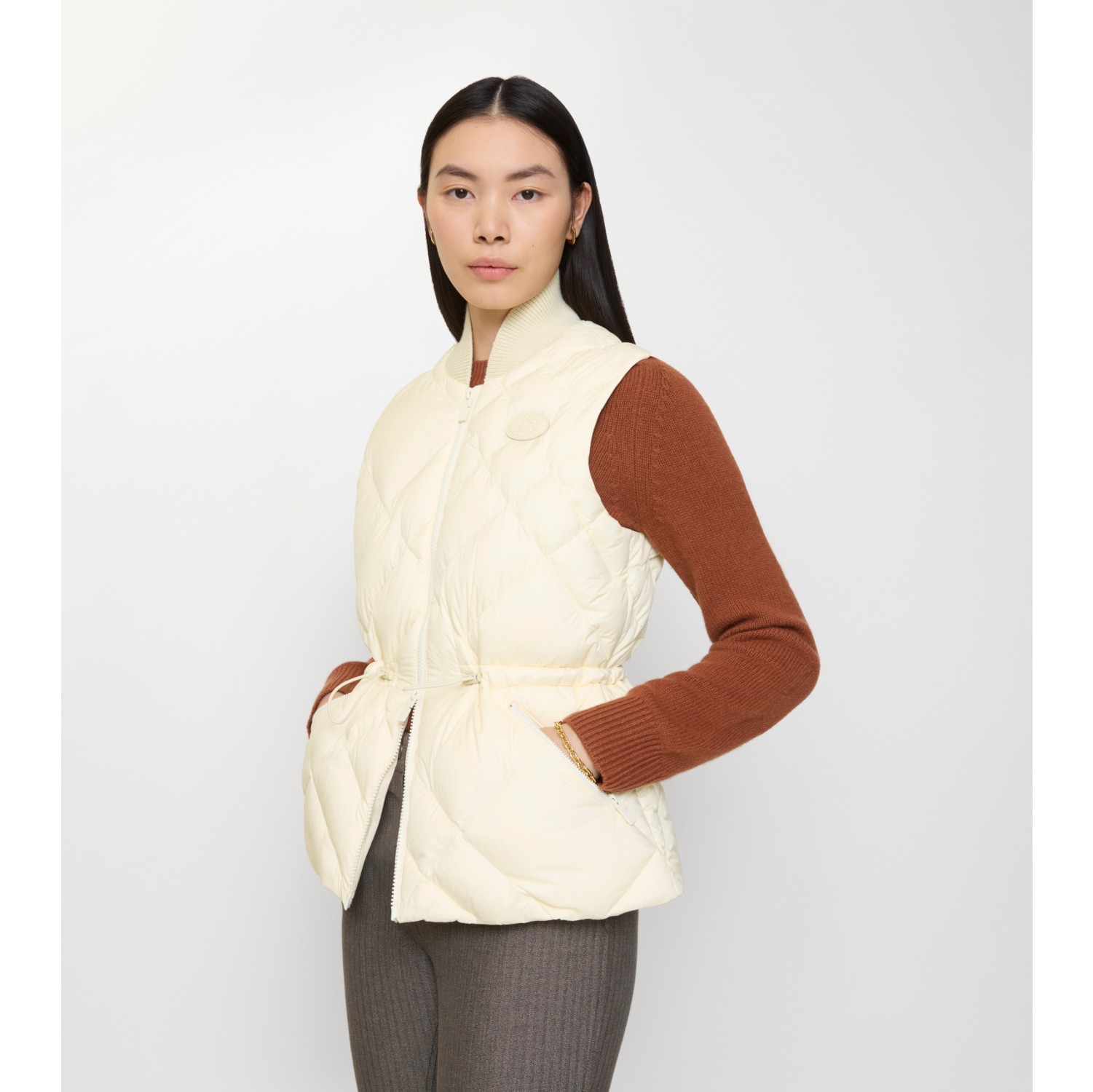 格纹缝线尼龙背心