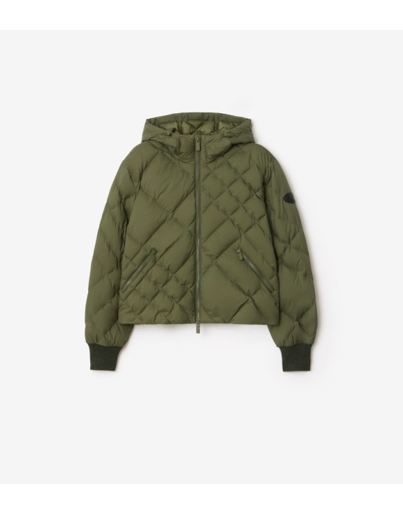 格纹缝线尼龙 Delley 羽绒服