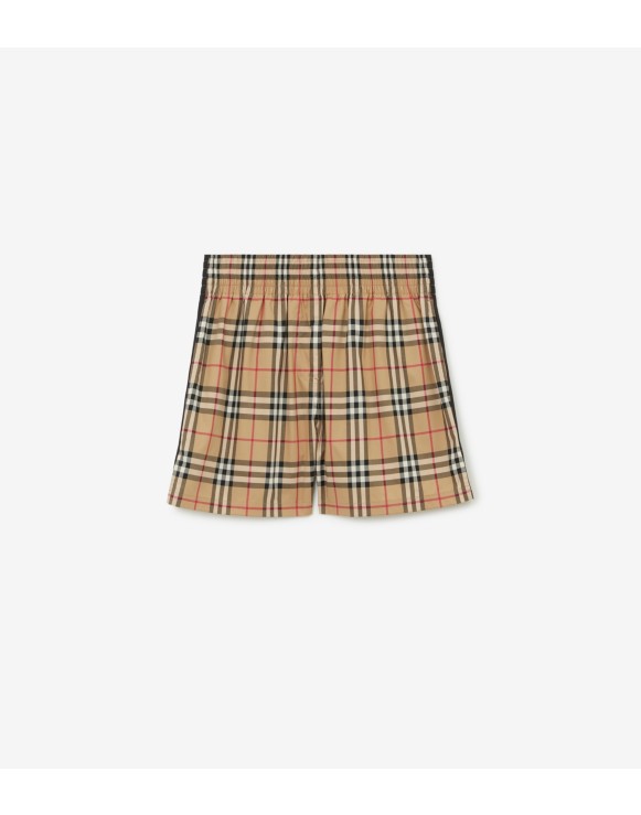 格纹弹力棉质短裤