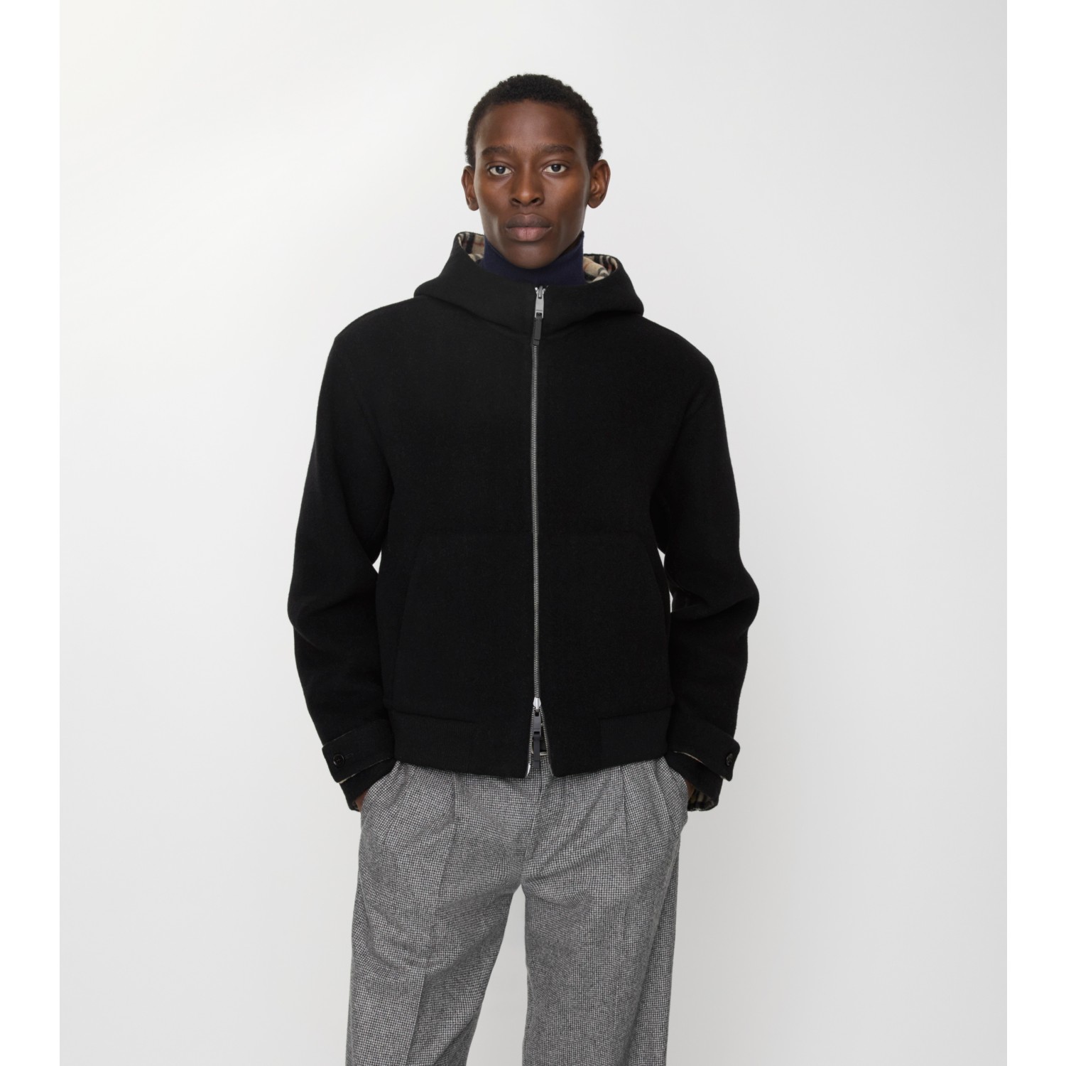 双面两穿羊毛连帽外套