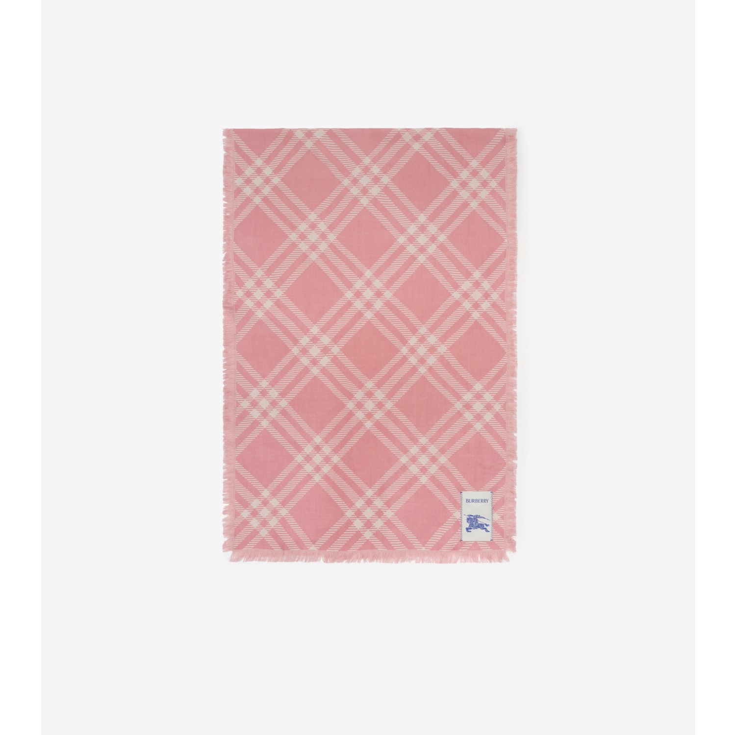 宽版格纹丝毛混纺围巾