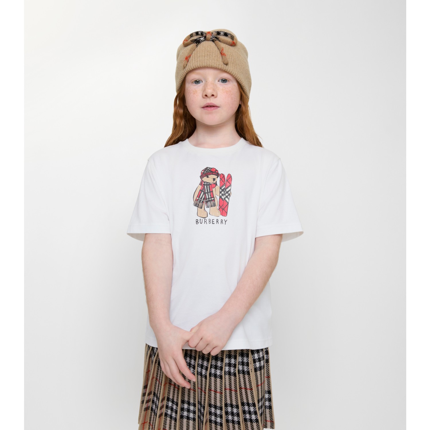 滑雪泰迪熊印花棉质 T 恤衫