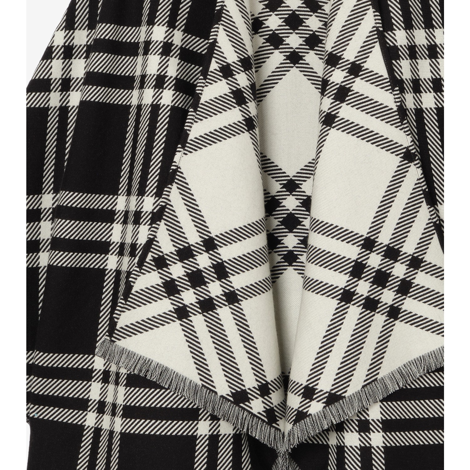 格纹羊毛羊绒丝质混纺斗篷