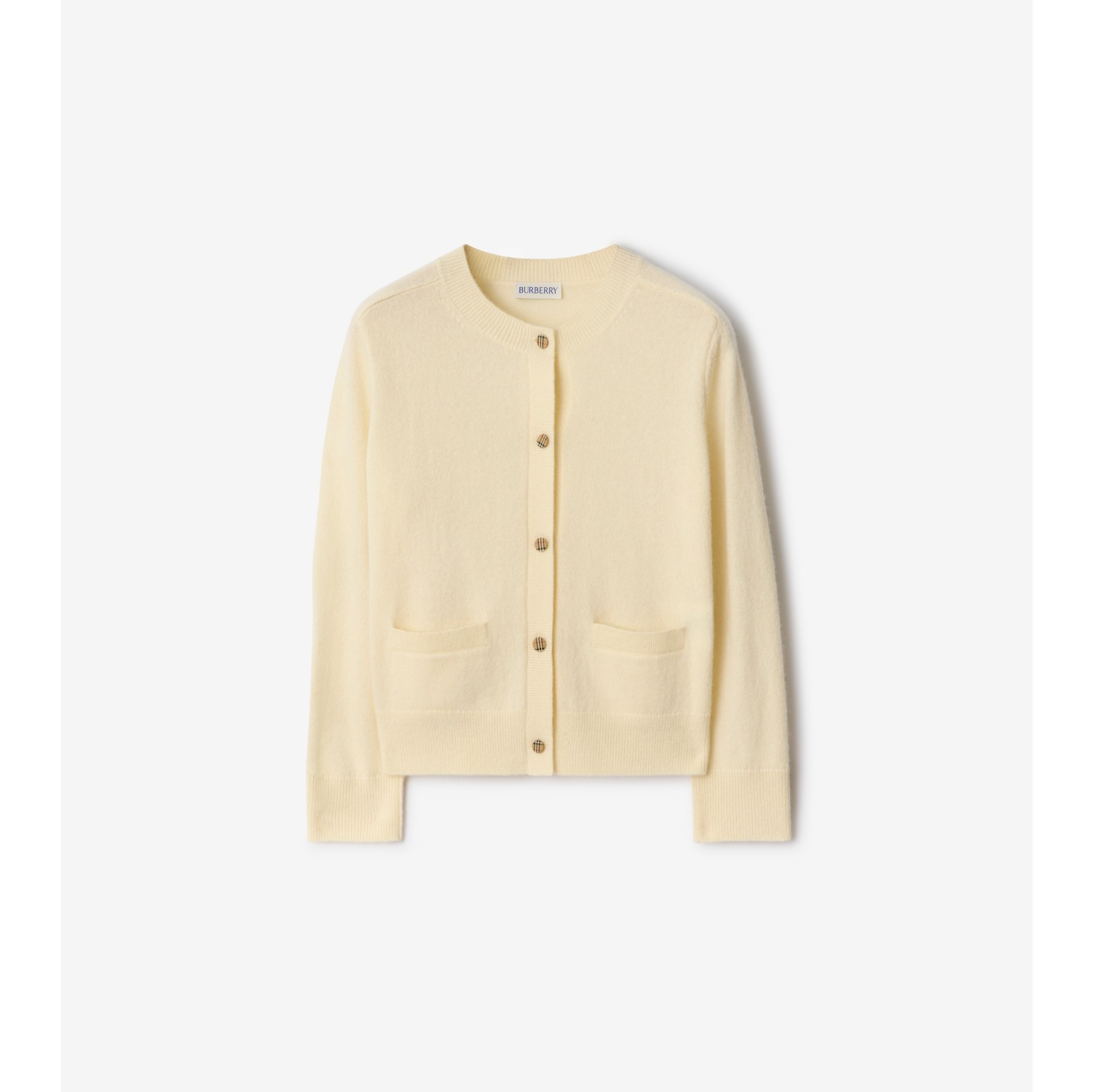 格纹拼布羊毛羊绒混纺开衫