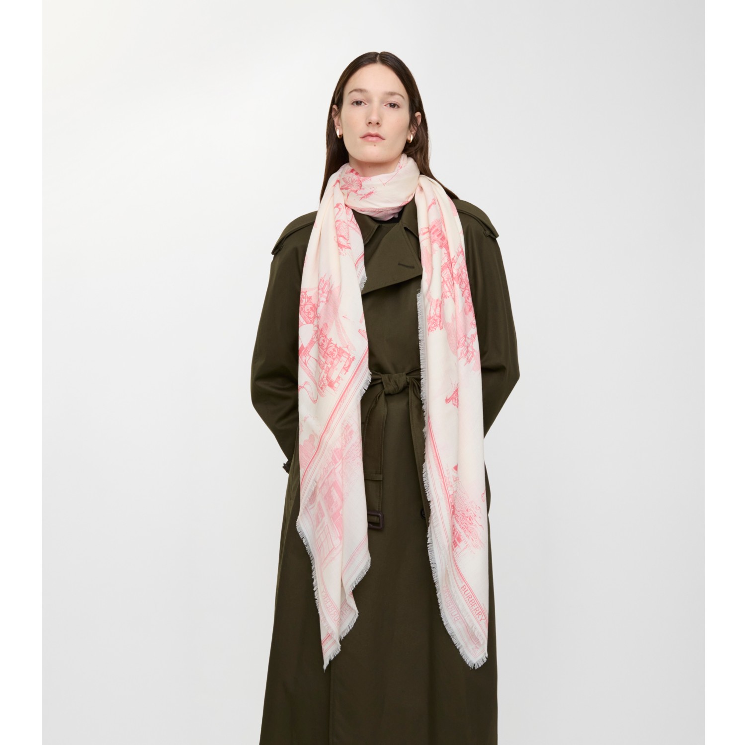 伦敦标志景观印花丝毛混纺围巾