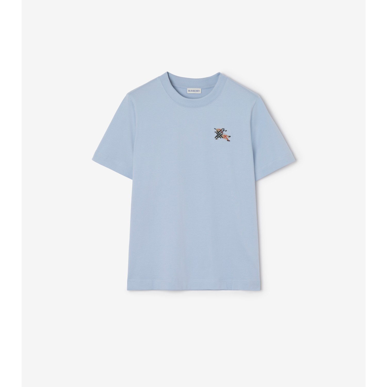 马术骑士徽标格纹棉质 T 恤衫