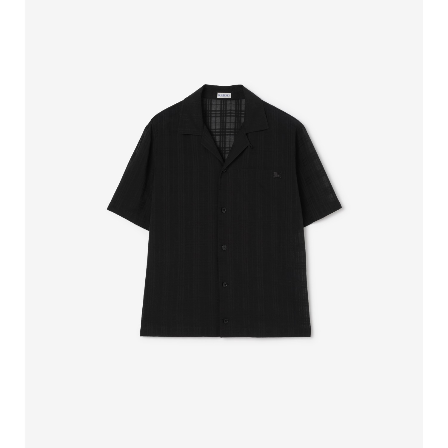 休闲版型格纹棉质薄纱衬衫